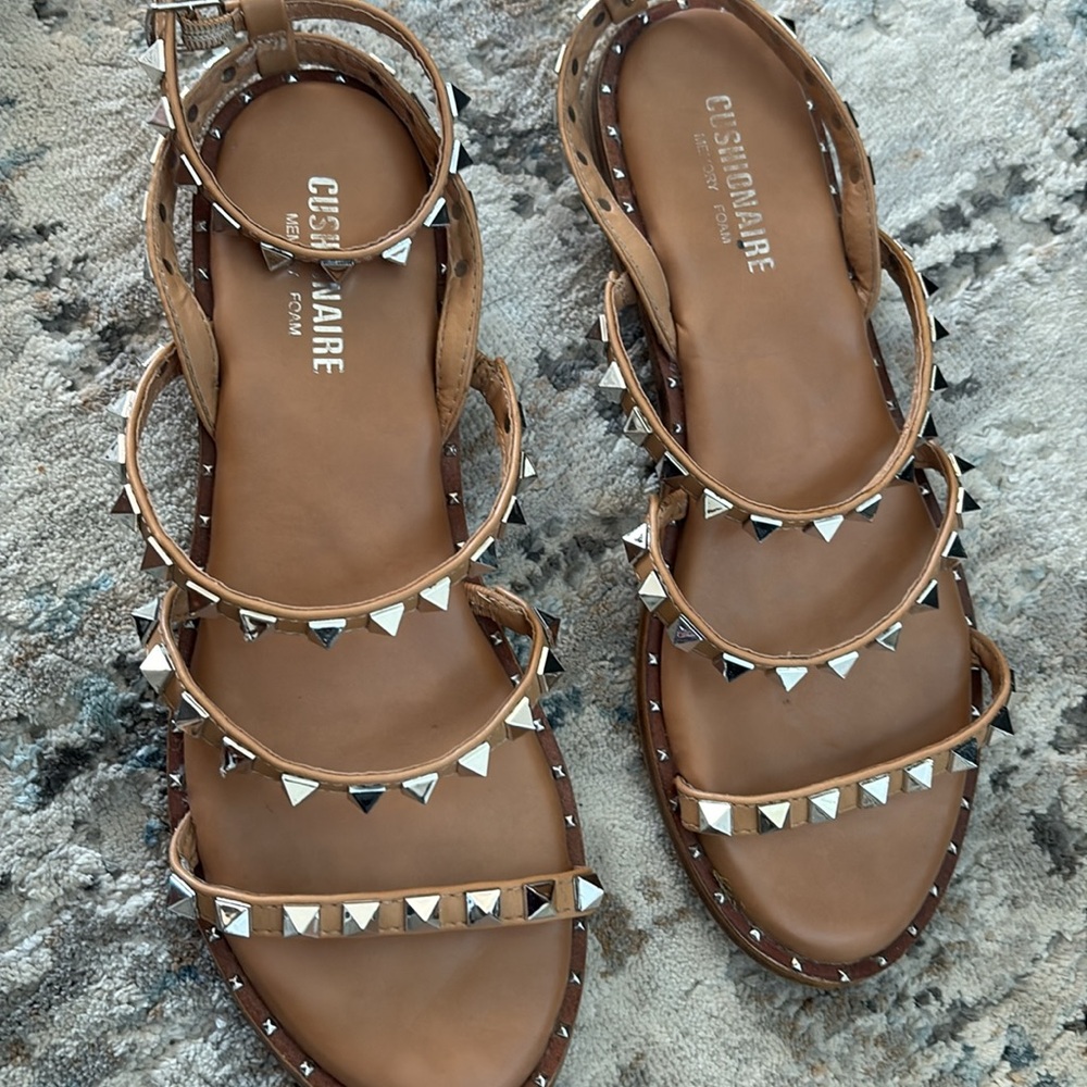 Stylish Tan Studded Sandals - Picture 3 of 3
